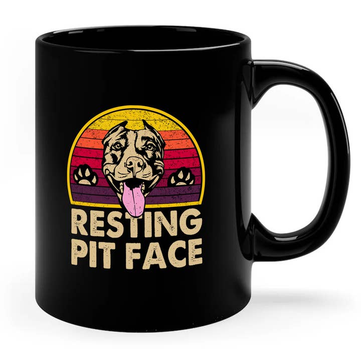 Resting Pit Face Vintage Mug, Pitbull Mug, Pitbull Owner Mug for wholesale by AJCanvasPrints