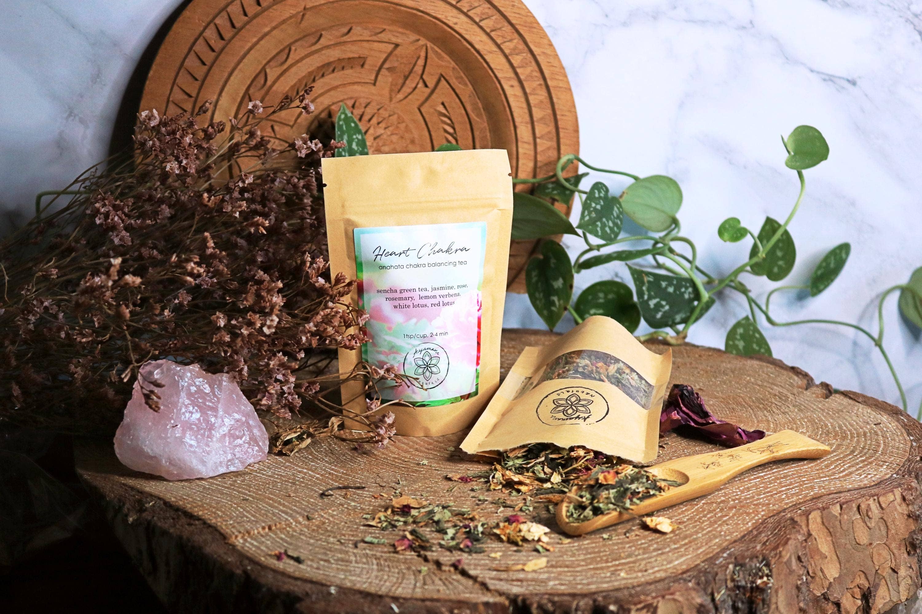 Ayamani Naturals - Wholesale Loose Tea - Heart Chakra Anahata Green Tea with Jasmine, Rose, and Herbs7