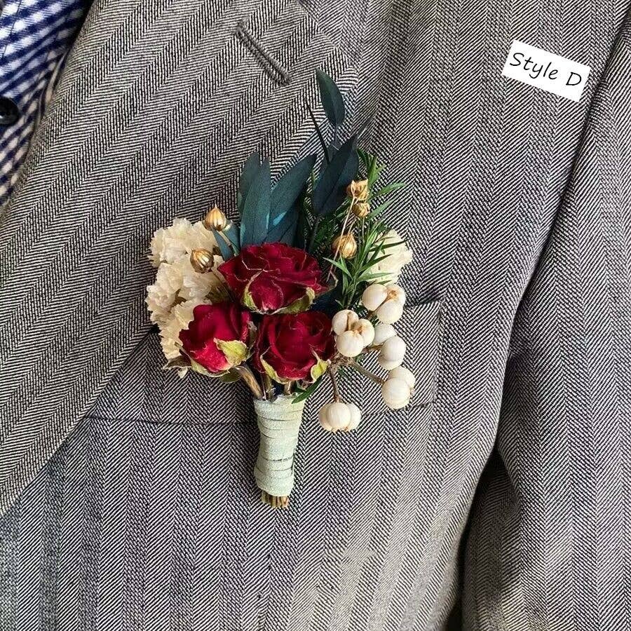 Sweet Home Deco - Wholesale Dried/Pressed Flowers - Dried Flower Mini Floral Bouquet, Boho Greenery Boutonniere3