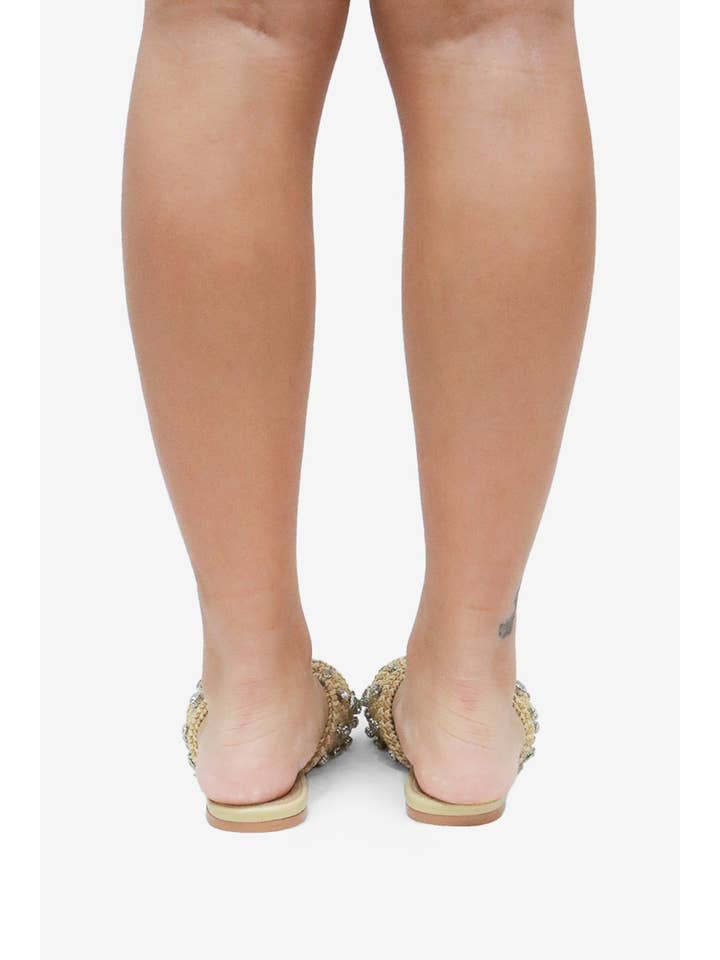 Lemonade Shoes - Wholesale Sandals - Women's - MAYLEEN - Raffia Beaded Slide Sandals, Mediterranean Style9