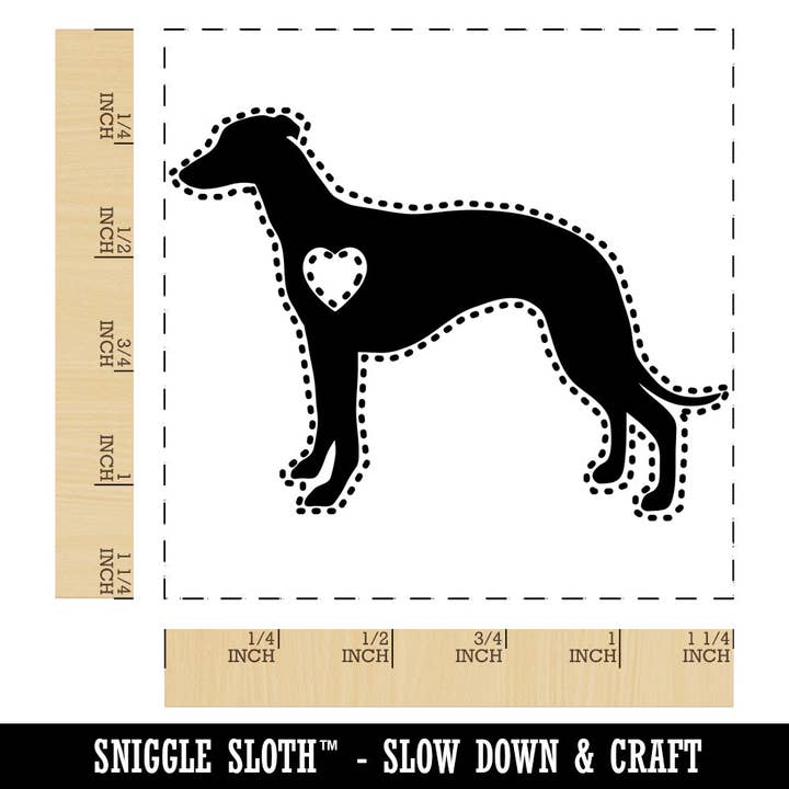 Sniggle Sloth - Wholesale Rubber/Decorative Stamp - Whippet Dog with Heart Square Rubber Stamp for Stamping Crafting