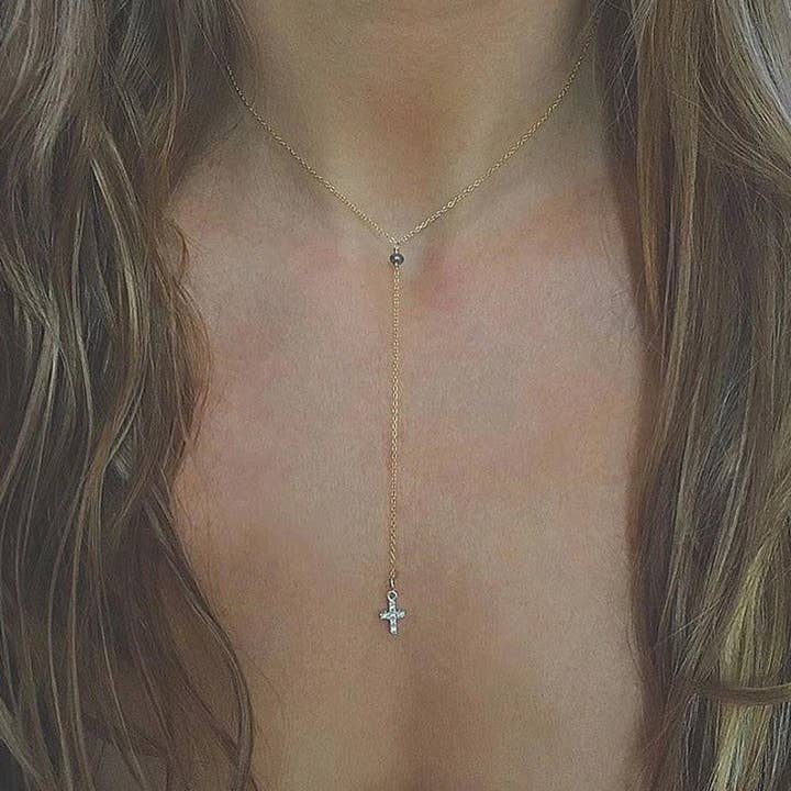 Sparkling Mini Cross Lariat voor wholesale door Ruby Tulip