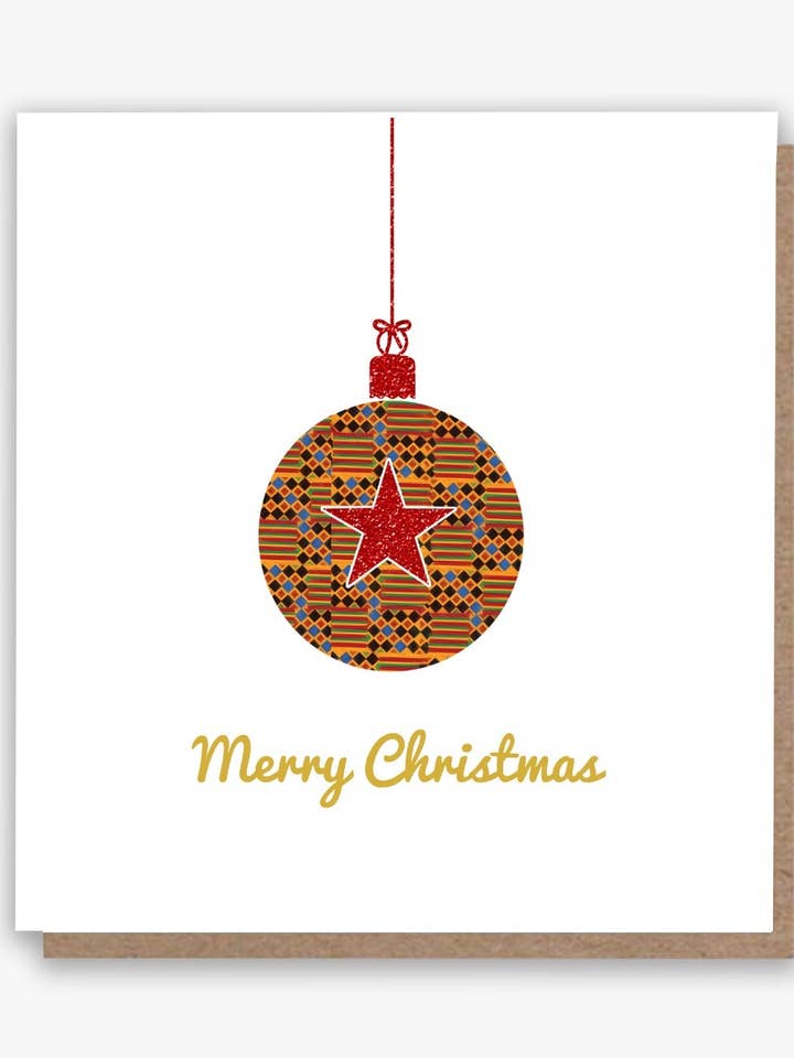 Cartão Kente Christmas Bauble - Saudação Cultural Única! por atacado de All Shades