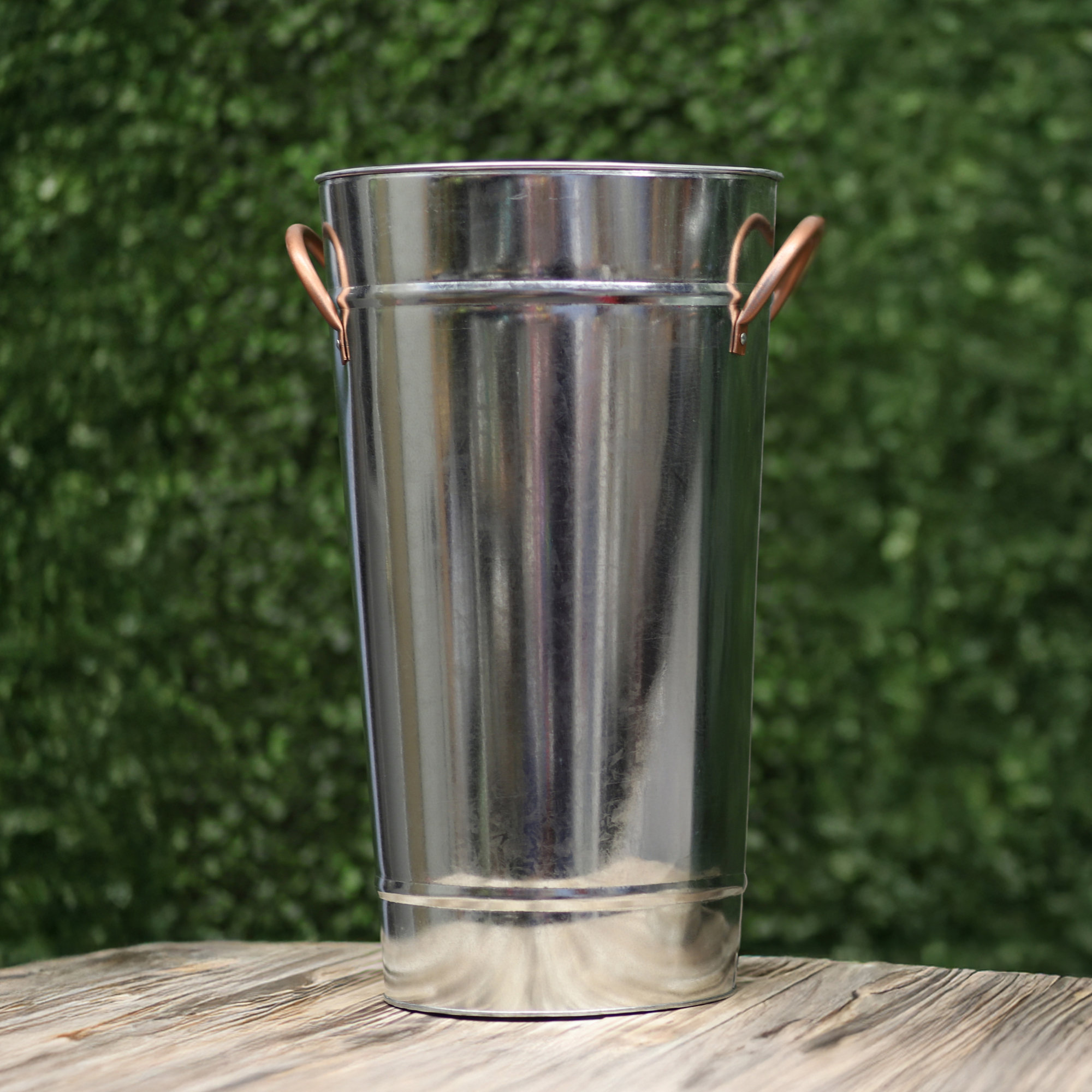 Jacobson - Wholesale Storage Bin - 16"H Galvanized Tin Bucket with Copper Handles0