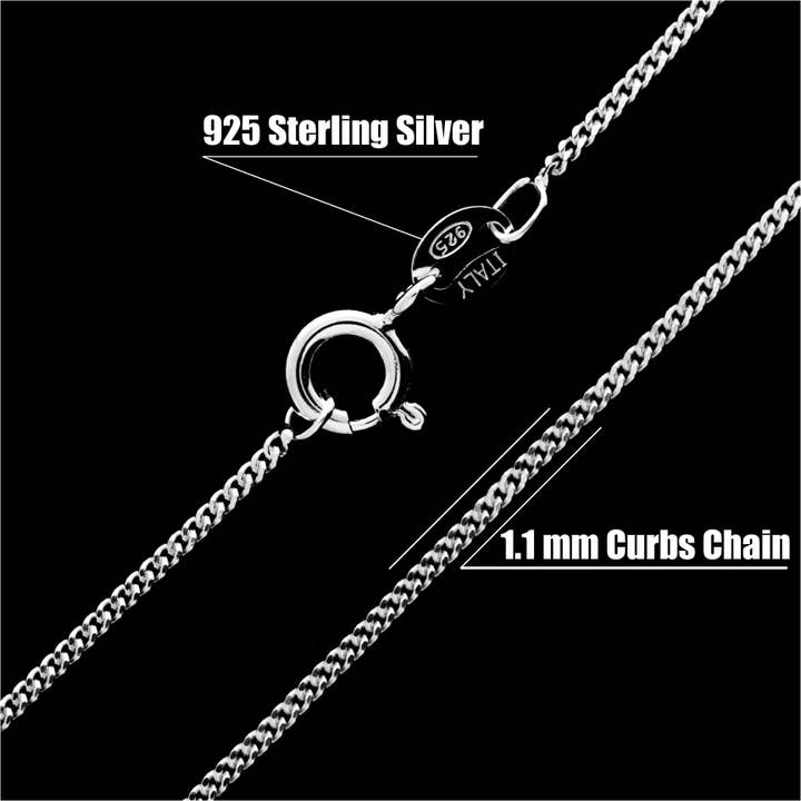 SilverAmber Jewellery - Wholesale Link & Chain Necklace - Made in Italy - 925 Sterling Silver Delicate 1.1 MM Curbs Chain with an anti-tarnish coating - GCH014
