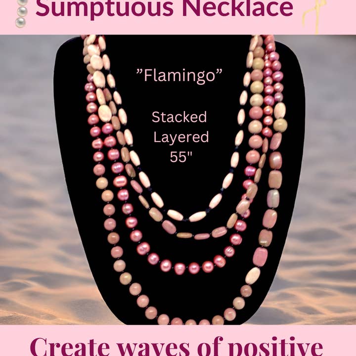 Flamingo | Pearl Crystal Onyx Statement Necklace for wholesale by Exotic by Nature Jewelry
