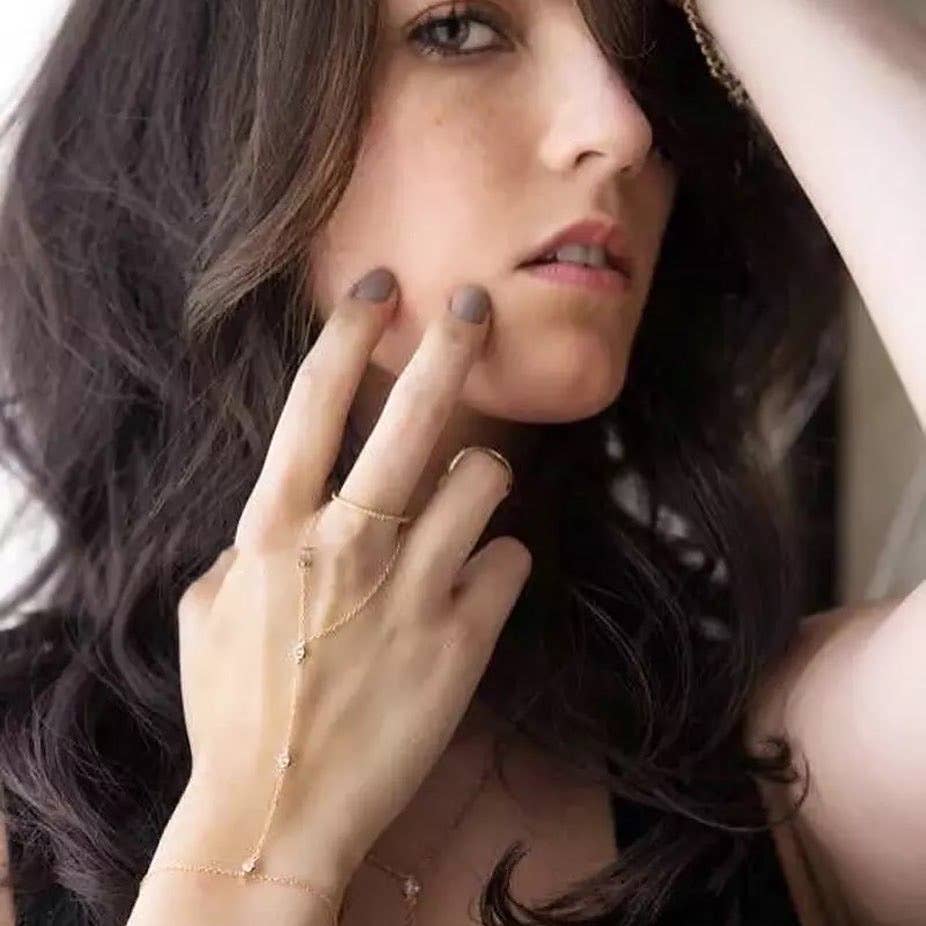 HoopLa - Vente Parures de bijoux - Chaîne de main en argent sterling avec bague et bracelet à cristaux15