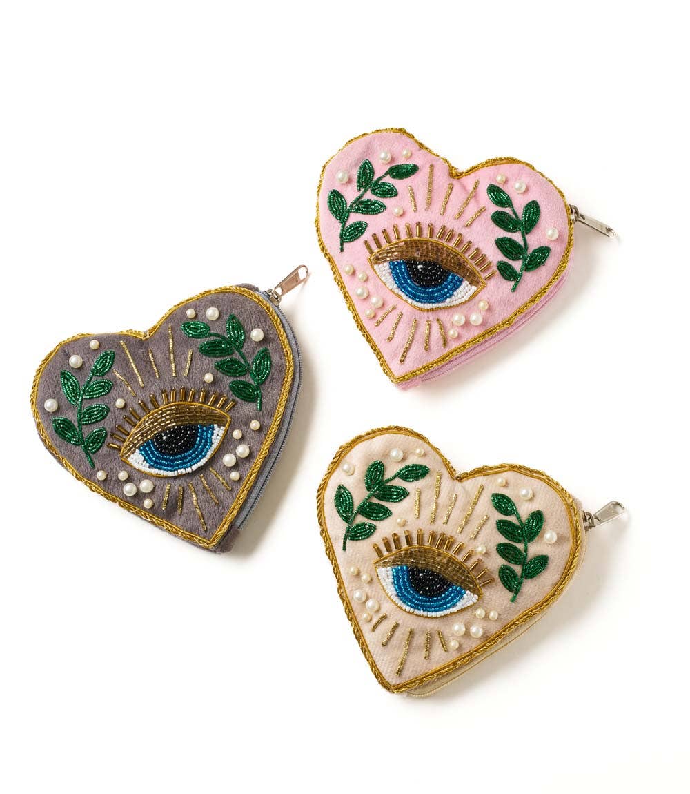 Matr Boomie Fair Trade - Wholesale Coin Purse - Women's - Manku Beaded Heart Zippered Coin Purse Pouch0