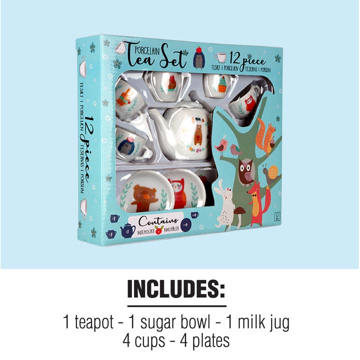 Barbo Toys - Wholesale Toy Feeding Set - Kids - 12 pcs Porcelain Tea Set - Little Woodies