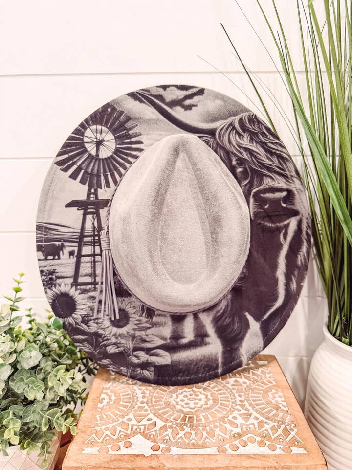 Engraved Highland Cow Hat for wholesale by Willie & Dolly Designs