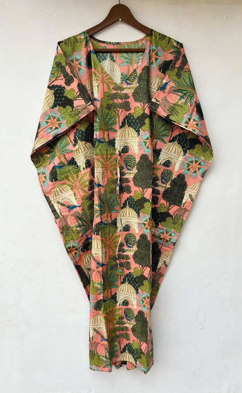 bhavnas boutique - Vente Caftan – femme - Robe caftan imprimé floral indien en coton2