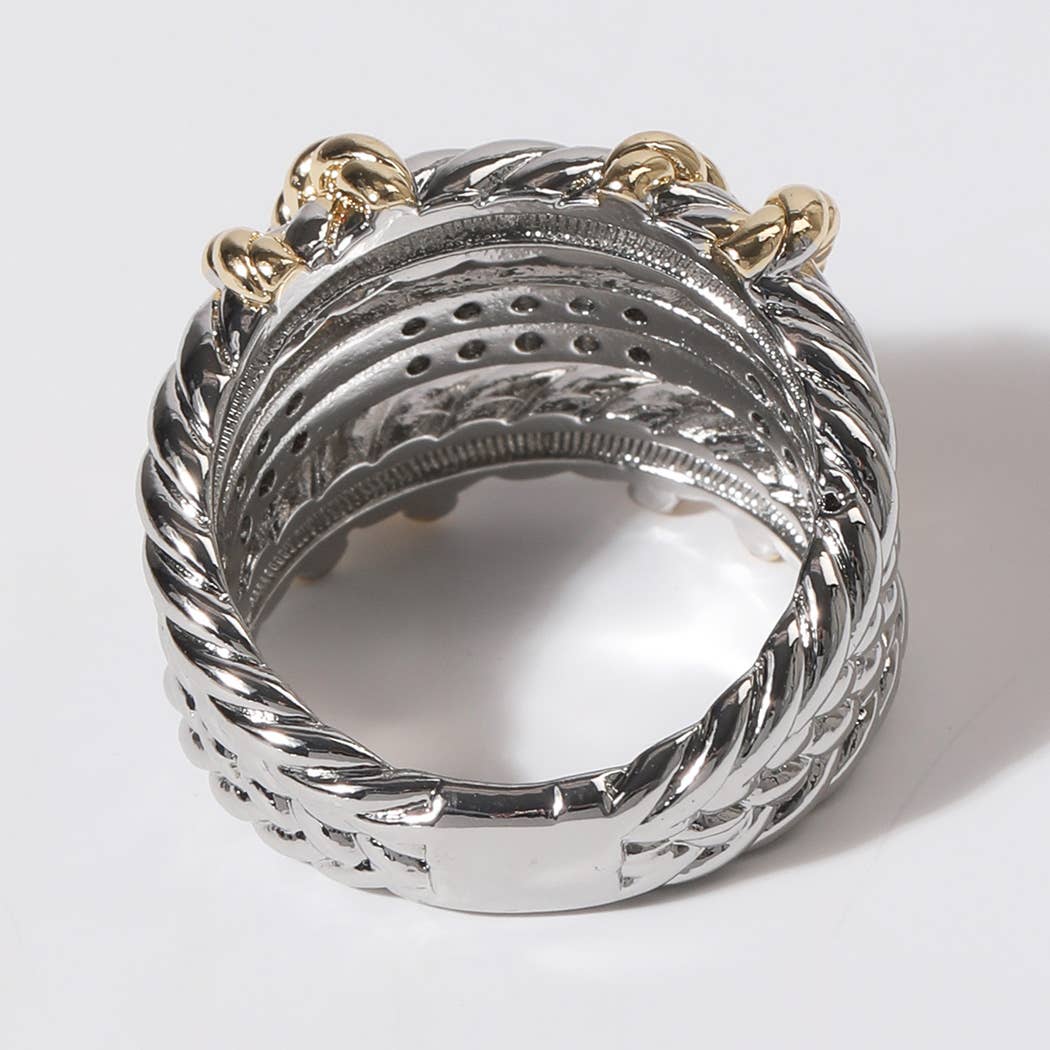 K2152 CZ Rebstruktur Flerlaget Guldbelagt Ring for engroshandel på Faire3