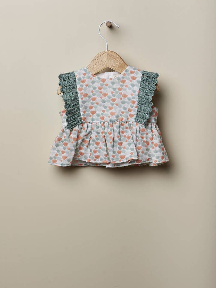 Blouse avec imprimé fleur océan et détail en tricot | FLEUR OCÉAN pour la vente par Wedoble: sustainable children's fashion