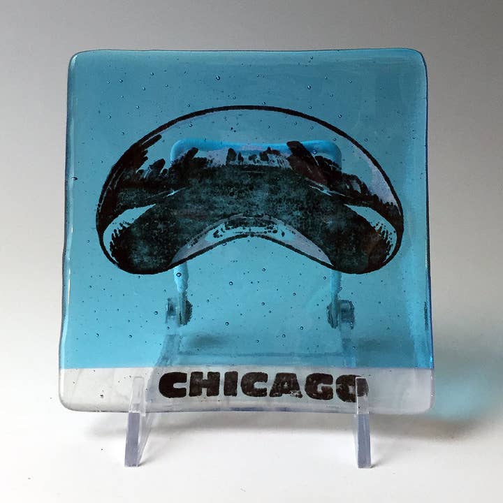 Kiku Handmade | Contemporary Fused Glass Home Goods - Wholesale Decorative Plate/Dish/Bowl - Chicago Bean Cloudgate Fused Glass 4.5" Catch-all Dish1