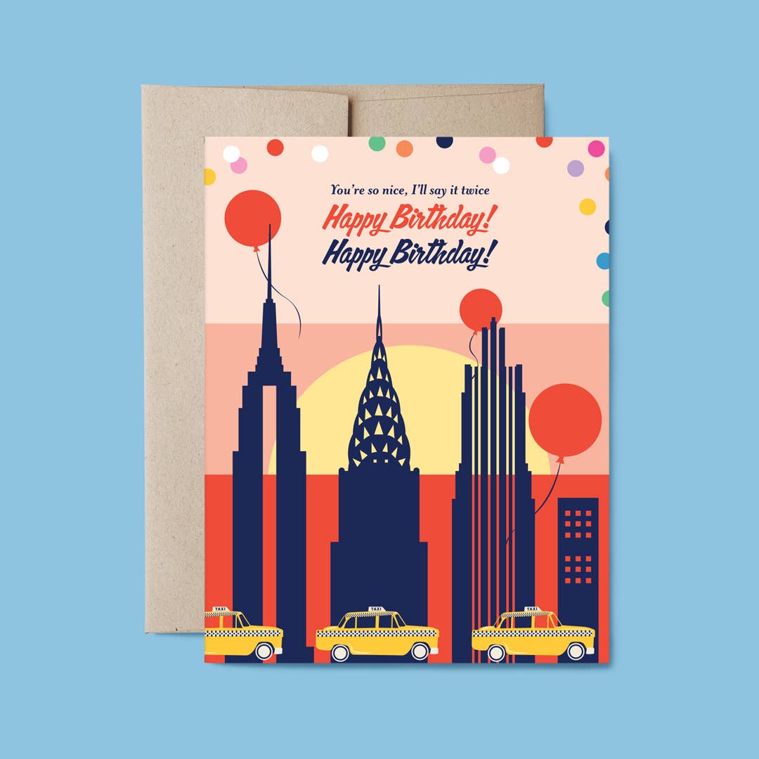 Belle Belette - Wholesale Birthday Card - New York Happy Birthday Twice Card