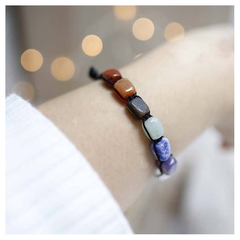Ethike.eu – Pulseira de missangas por atacado – Pulseira Chakras, Pedras Naturais e Corda0