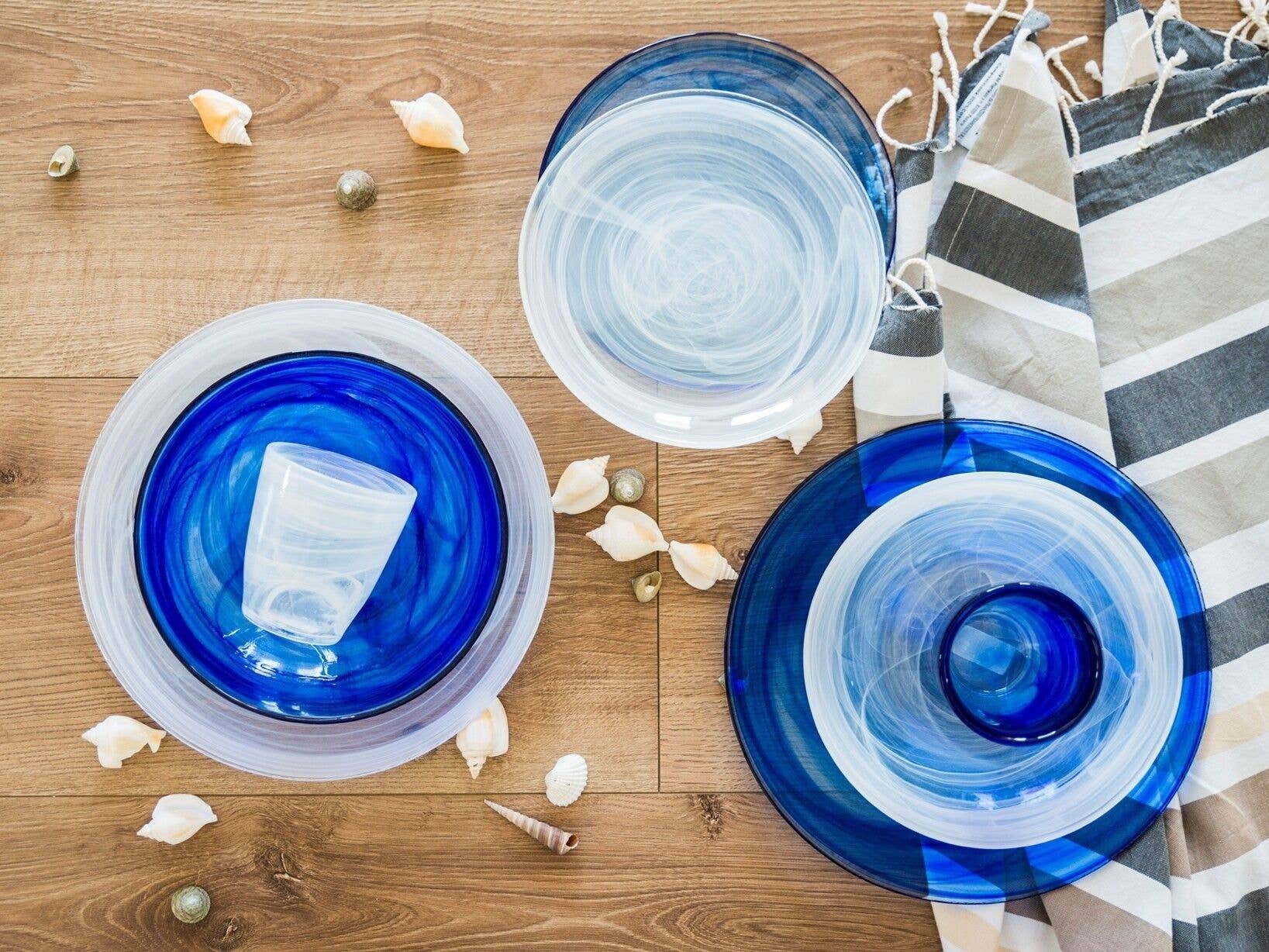 H&H – Großhandel Essteller – Alabaster Obstteller aus weißem Glas, 21 cm1