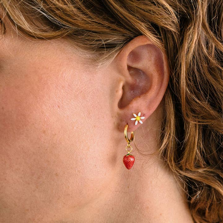 Amano Studio - Wholesale Huggie Earrings - Strawberry Huggie Hoops