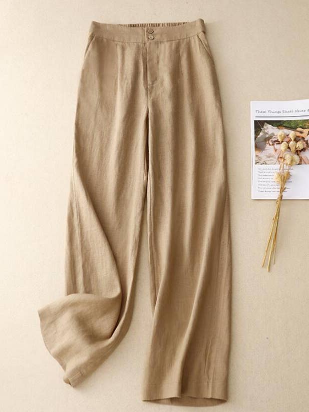 Whisper Mint - Wholesale Pants - Women's - Linen wide-leg pants casual pants slim versatile linen pants