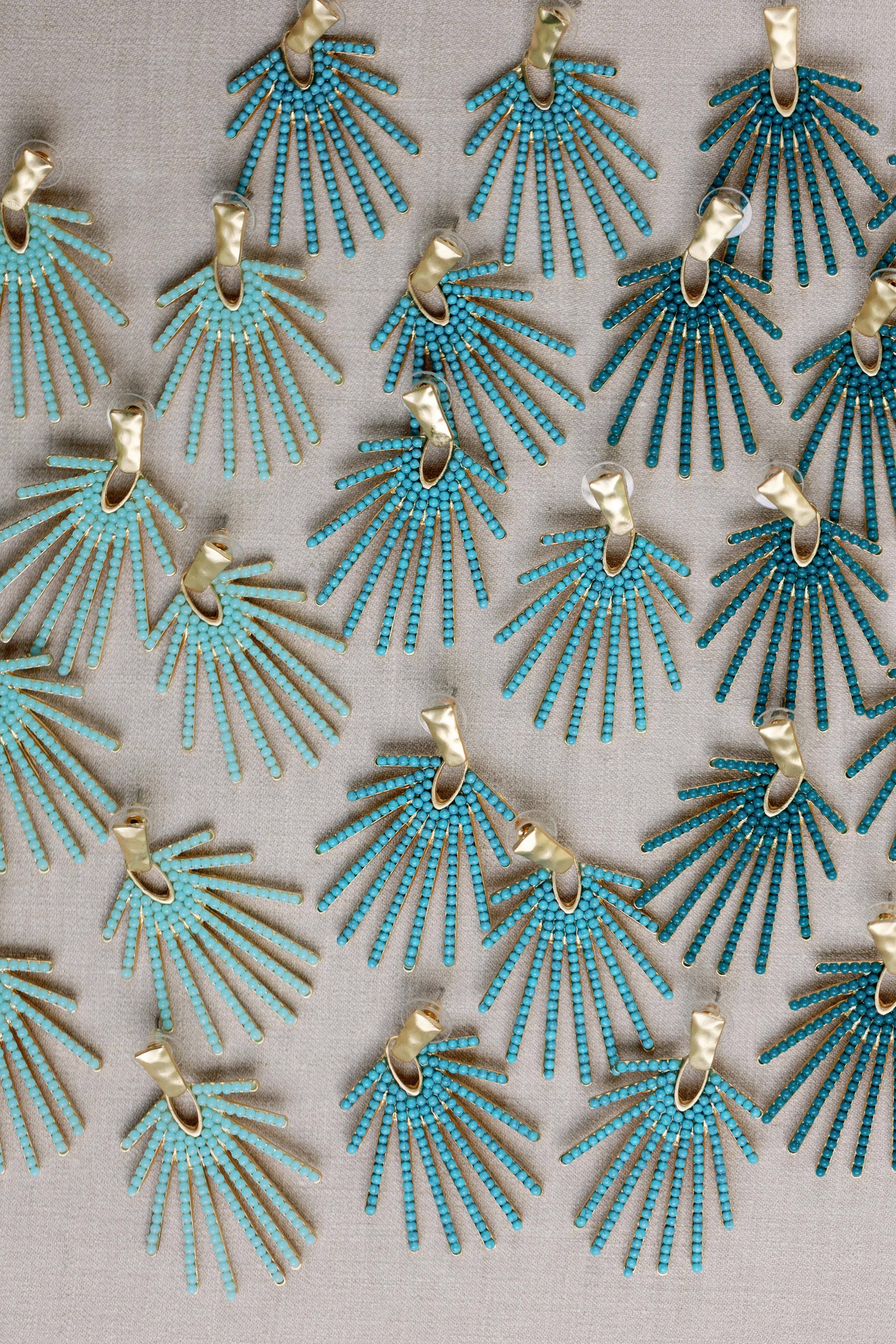 St Armands Designs of Sarasota - Wholesale Dangle Earrings - Light Turquoise Sunburst Statement Drop Earrings7
