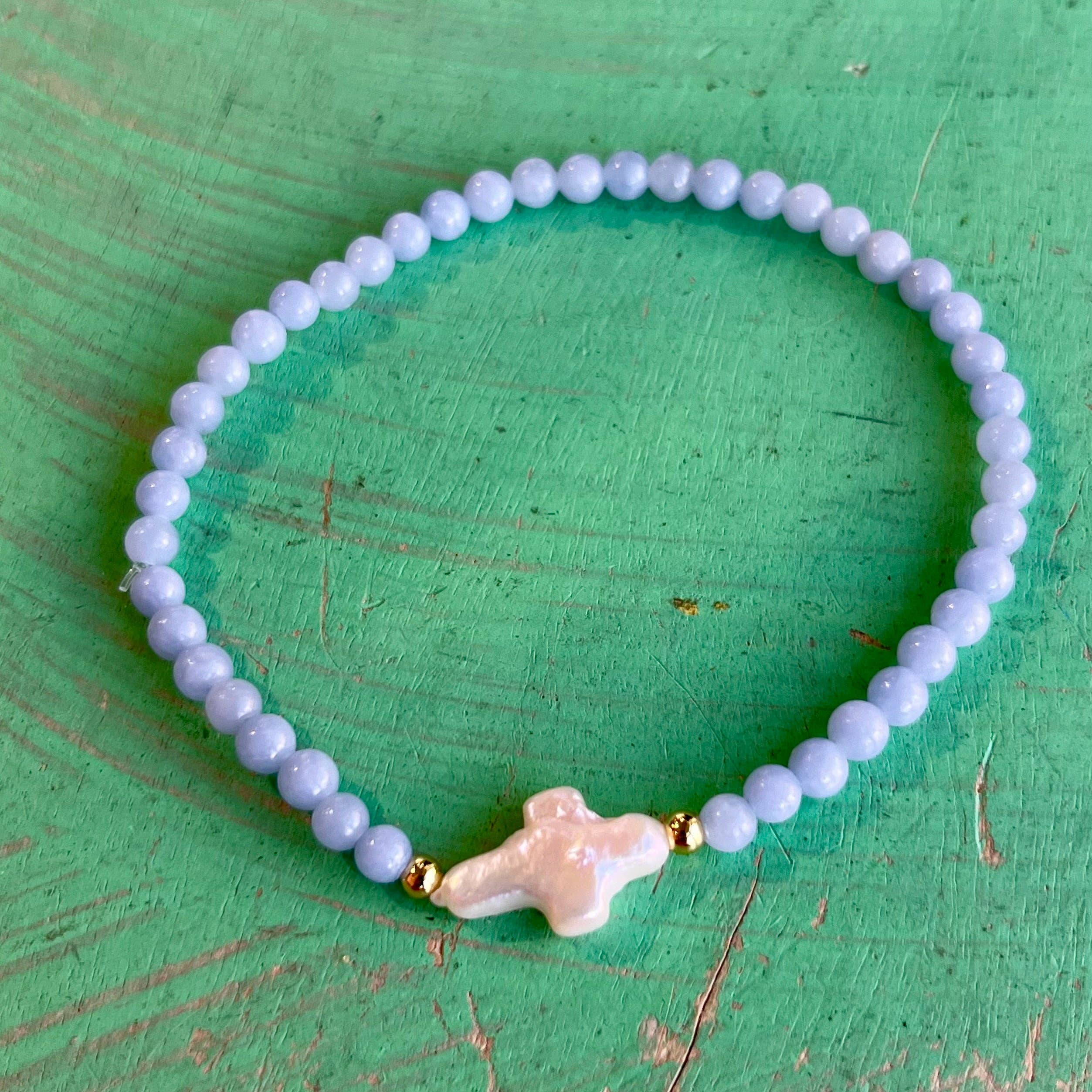 Love and Honor Jesus LLC - Wholesale Beaded Bracelet - Natural Stone Freshwater Pearl Cross Bracelet3