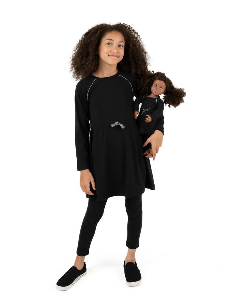 Kids Girl & Doll Drawstring Dress Basics for wholesale by Leveret Pajamas