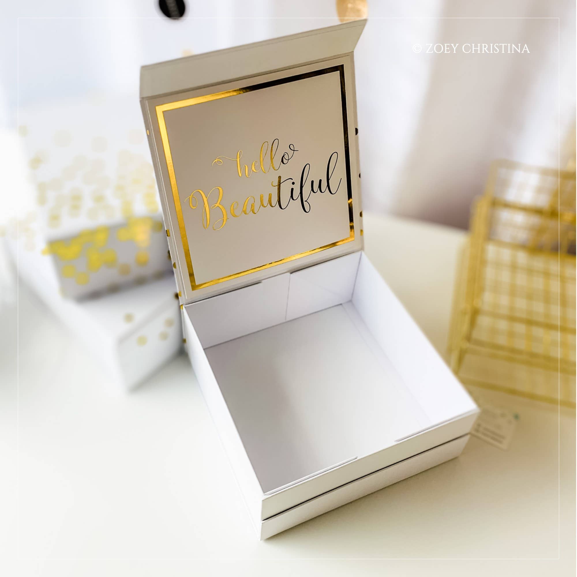 Zoey Christina - Wholesale Gift Box - Empty Gold Foil Gift Box0