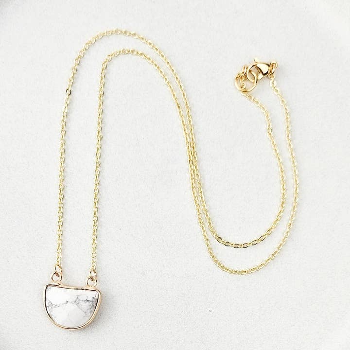 Half Moon Howlite Crystal Necklace for wholesale by The Curated Carrot