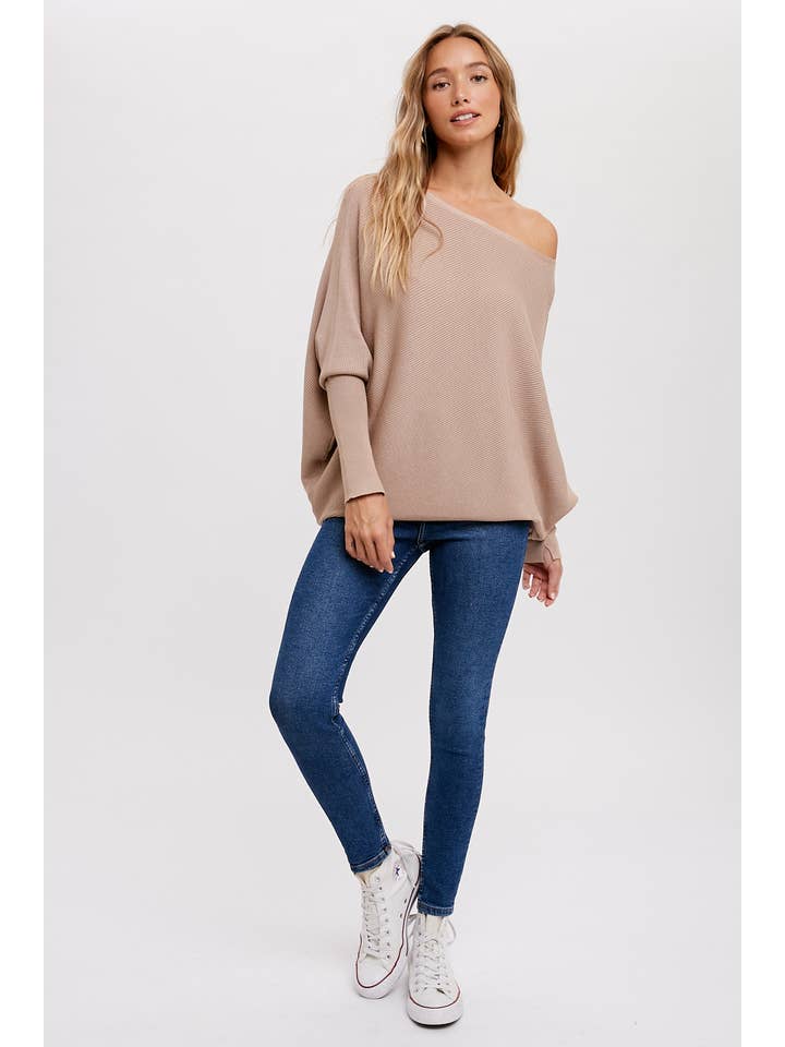 Bluivy - Wholesale Knit Sweater - Women's - ASYMMETRICAL OPEN SHOULDER DOLMAN PULLOVER51