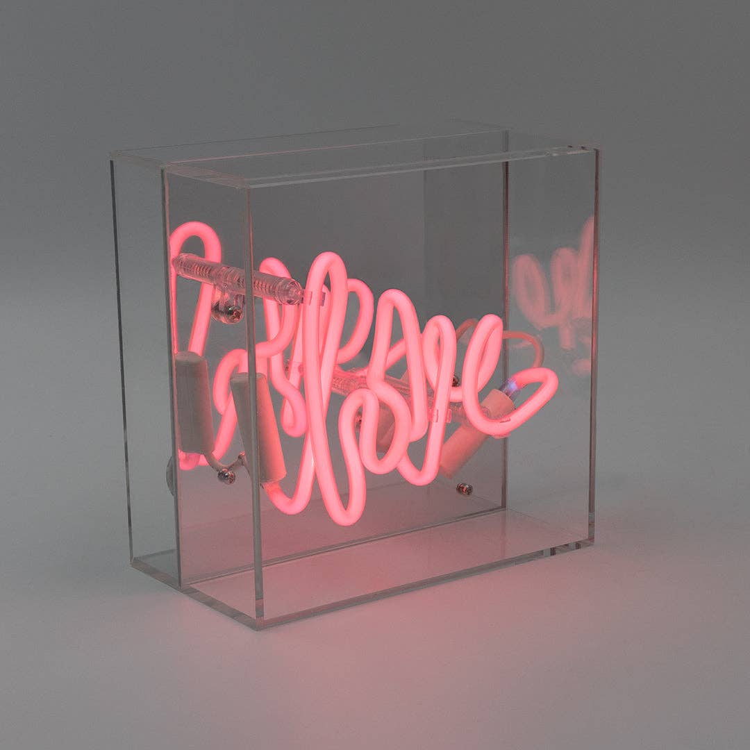 Pink 'Love' Mini Glass Neon Sign for wholesale on Faire5