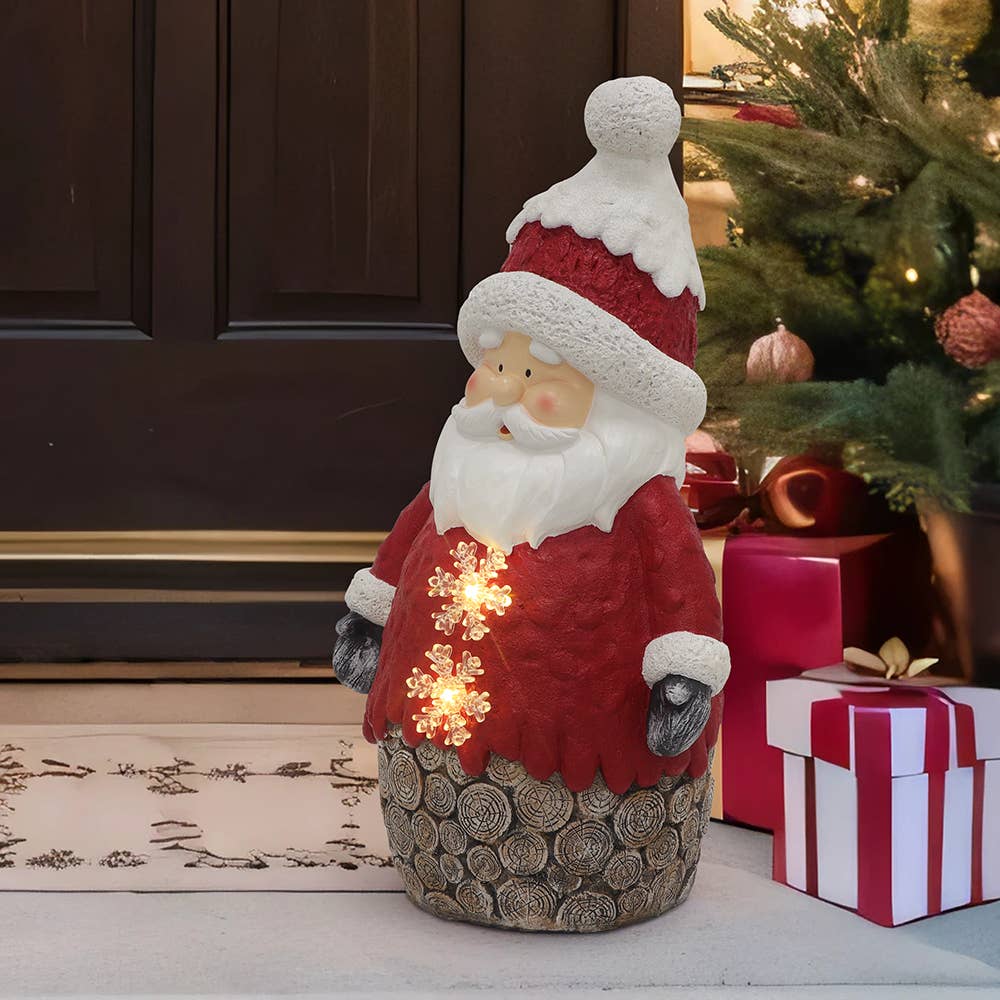 Abble – Decoração de Natal por atacado – Abble Escultura Decorativa de Natal em Resina com Luzes Pré-Instaladas do Pai Natal0