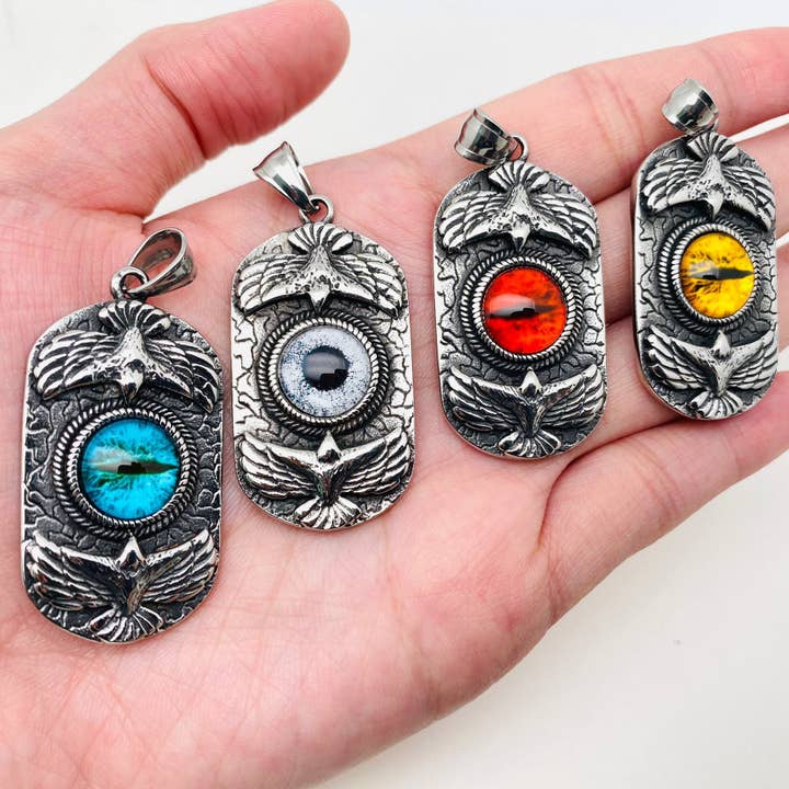 Double Eagle Devil's Eye Stainless Steel Pendant - MJ/MNP for wholesale by Mio Queena