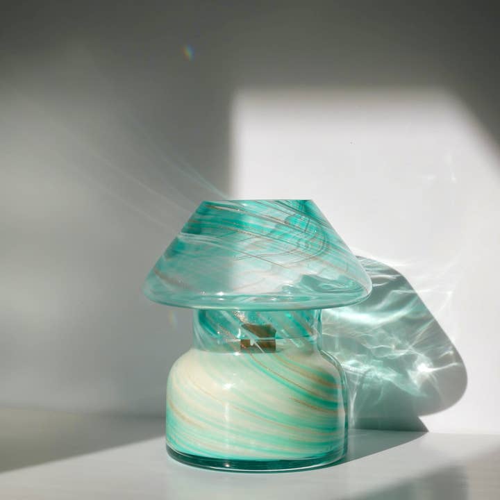 Mint Blue Mushroom Candle Lamp for wholesale by EMMII The Brand