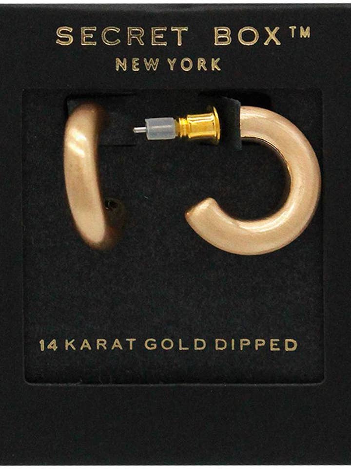 SECRET BOX 14K GOLD DIPPED BRUSHED HOOP LARGE 2 for wholesale by anbfashion
