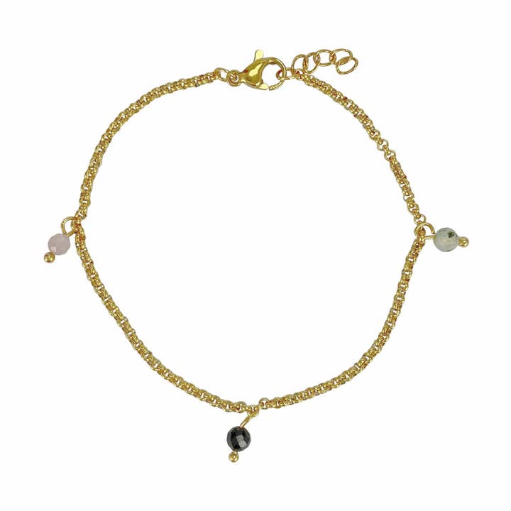 Kunzite, Tourmaline & Prehnite bracelet - Gold for wholesale by Saint Clairmont