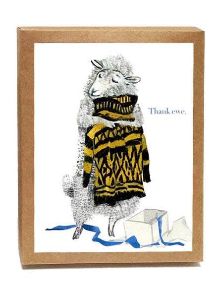 Grazie Pecora Note in Scatola | Set di design singolo - 8 Carte per la vendita all'ingrosso da parte di Artiphany