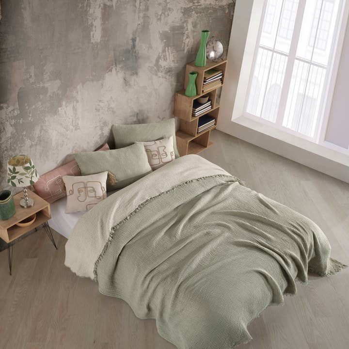 Aseel Buy Good - Vente Plaids - Ensemble de literie King avec jeté, couleur verte8