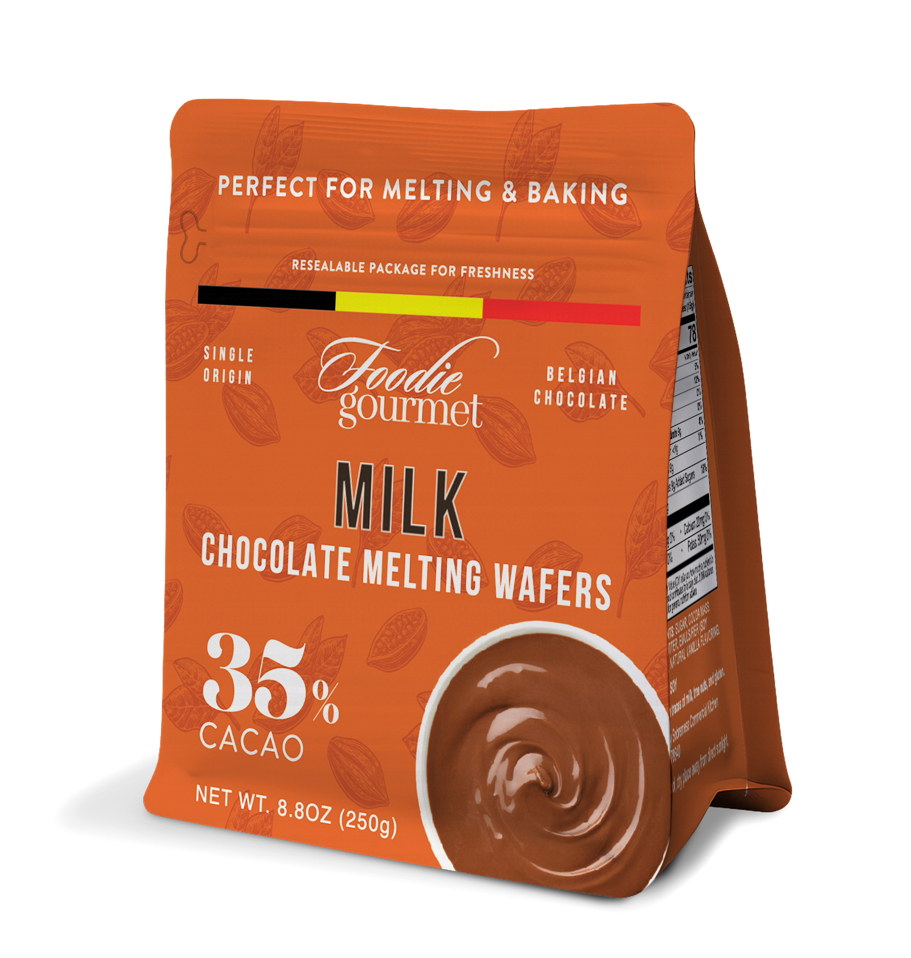 Alta Gama Foods - Wholesale Chocolate - Foodie Gourmet - Belgium - Milk Chocolate Melting Wafers (35% Cacao) - 8.8 oz1