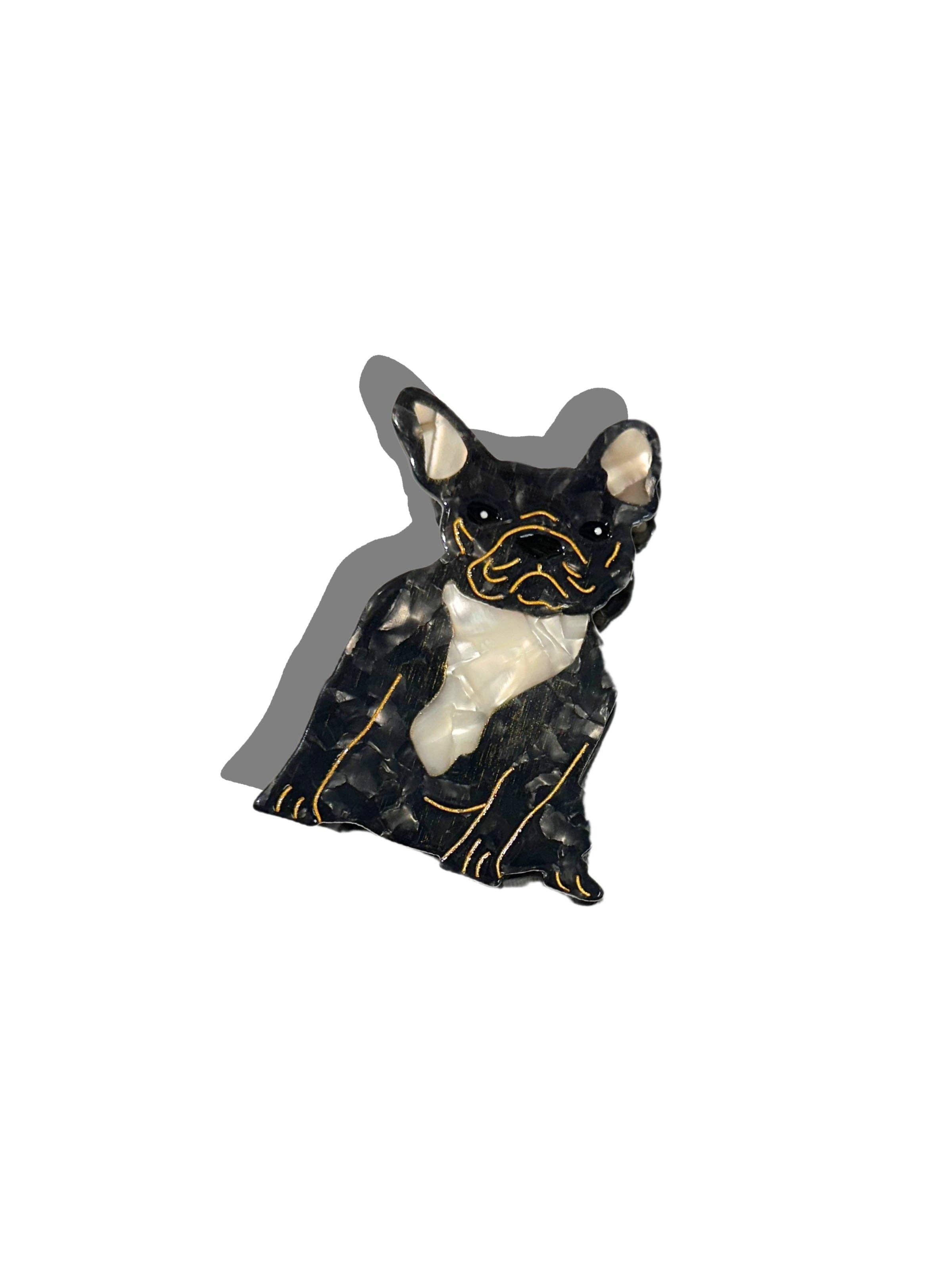 Solar Eclipse - Vente Pince à cheveux – femme - Pince à cheveux griffes peinte à la main motif chien Frenchie | Écologique2