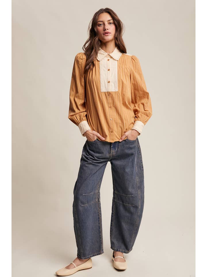 Listicle - Wholesale Buttoned-down shirt – Women's - Victorian Contrast Lace Blouse29