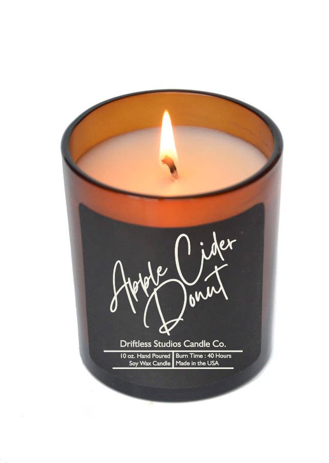 Driftless Studios - Vente Bougie en bocal - Bougies de soja en forme de beignet de cidre de pomme - Bougie de 10 oz avec couvercle2