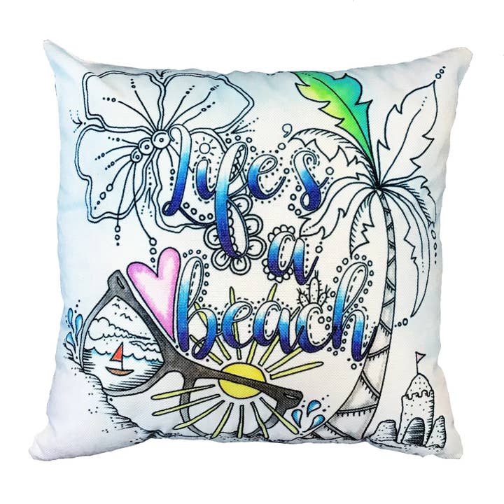 Life's a Beach Summer Vacation Throw Pillow Cover for wholesale by It's OK. It's ART.