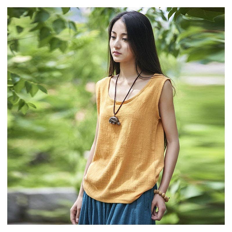 Sheer Trend – Engroshandel Tanktop – Kvinder – Let og åndbar kunstnerisk løs tanktop6