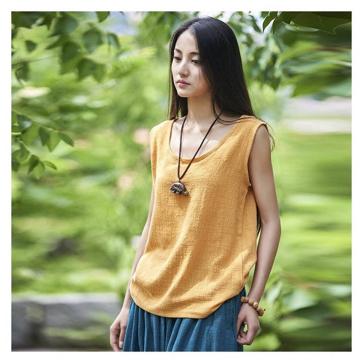 Sheer Trend – Engroshandel Tanktop – Kvinder – Let og åndbar kunstnerisk løs tanktop6