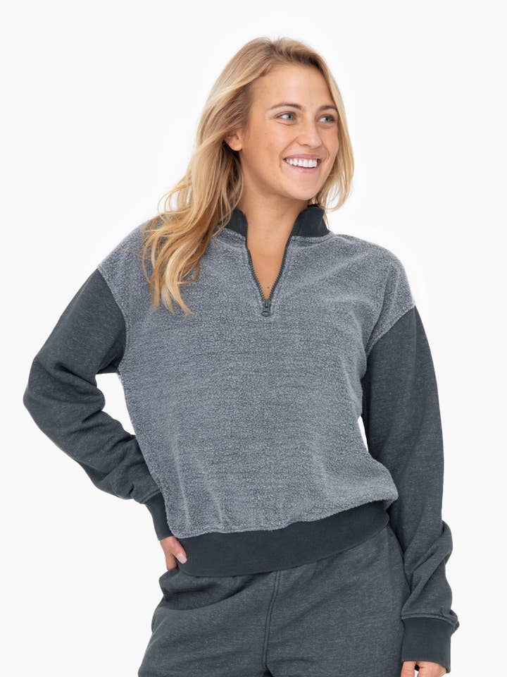 Mono B - Wholesale Sweatshirt - Women's - Vintage Fleece Half Zip Pullover