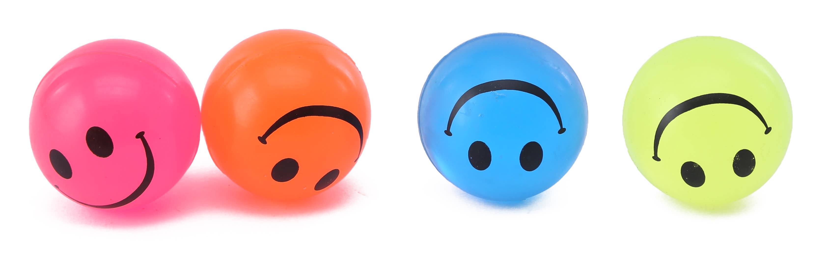 Magni ApS - Vente Balle/pâte antistress - Balle rebondissante avec visage souriant, Ø4,5 cm, 4 pcs.0