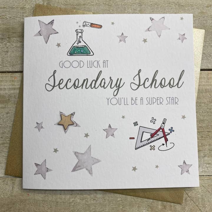 6 X Good Luck At Secondary School (S522) for wholesale by White Cotton Cards