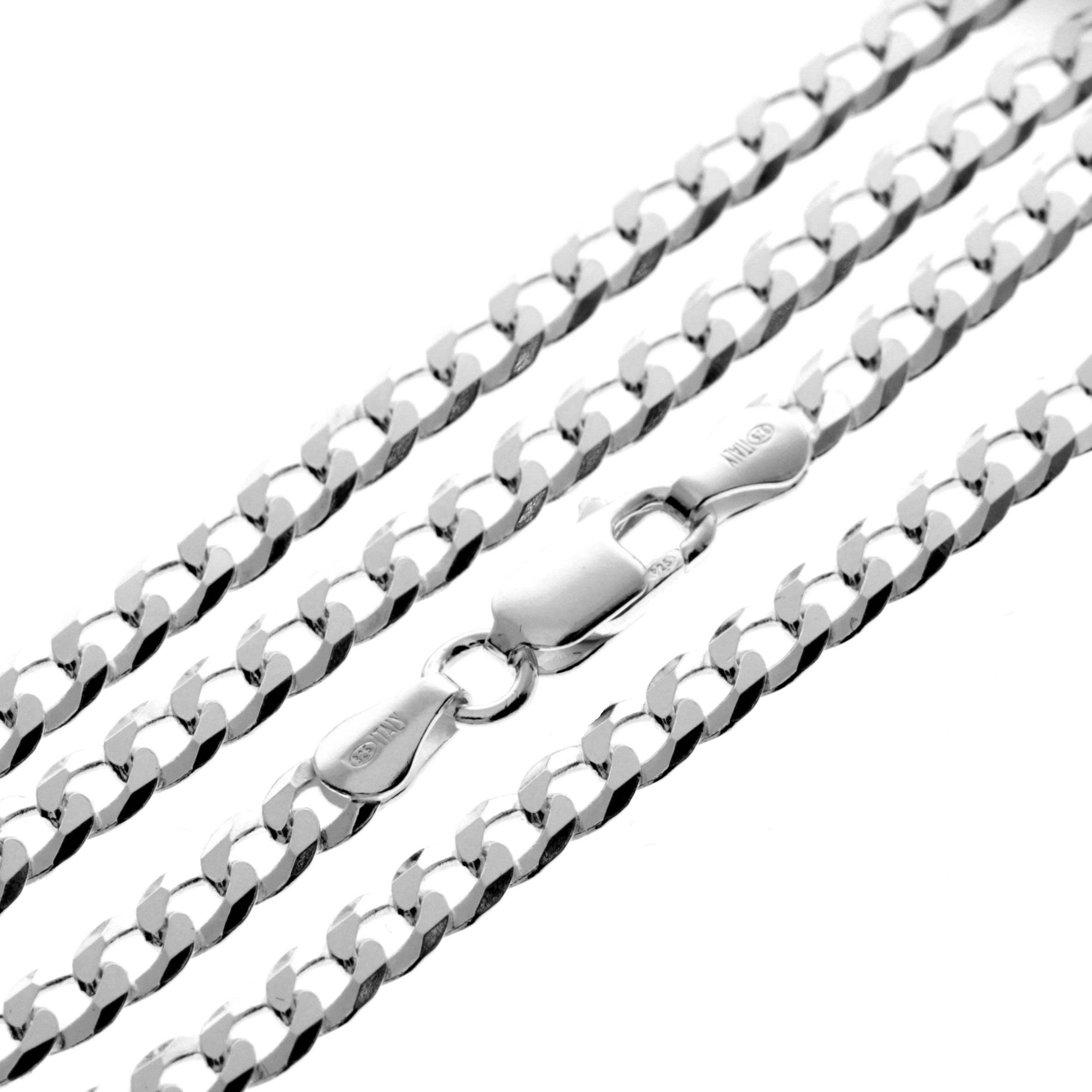 SilverAmber Jewellery - Wholesale Link & Chain Necklace - Made in Italy - 925 Sterling Silver 4 mm Thick Classic Men Unisex Curbs Chain Necklace - GA-GMN13