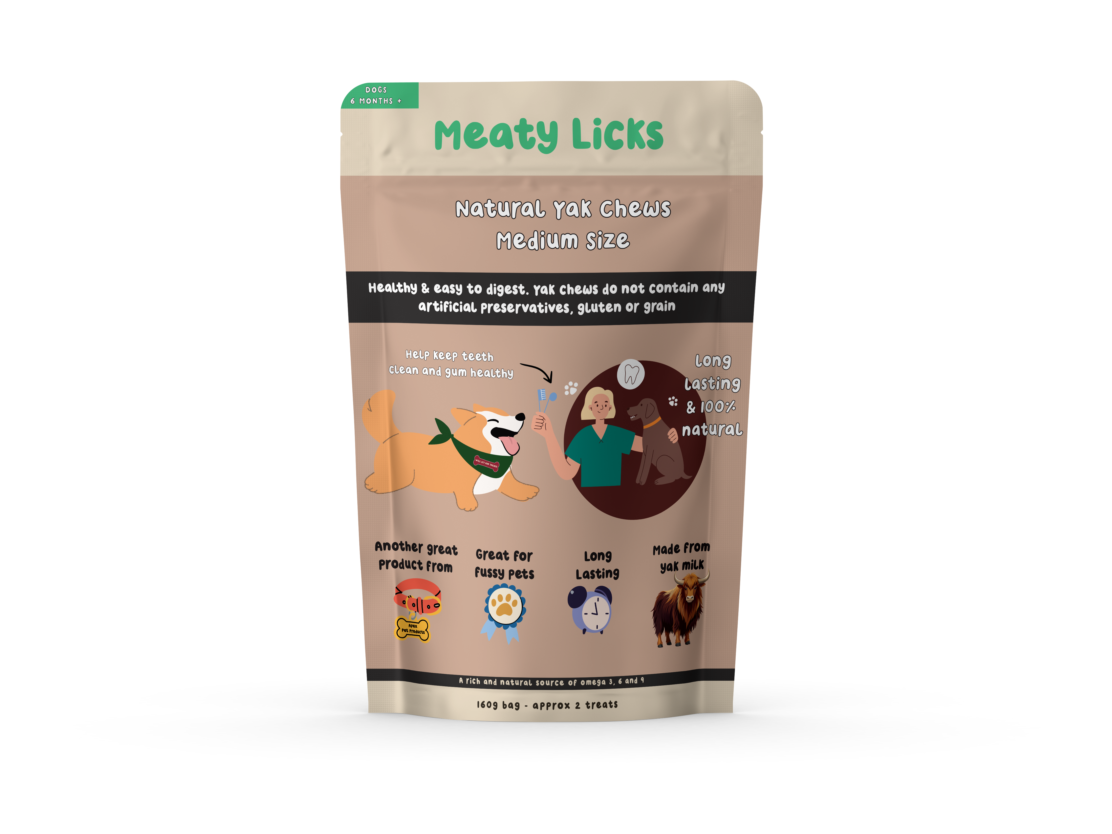 Apex Pet Products (Meaty Bubbles) - Wholesale Pet Treats - Dog - Meaty Licks Yak Chews - medium size 2