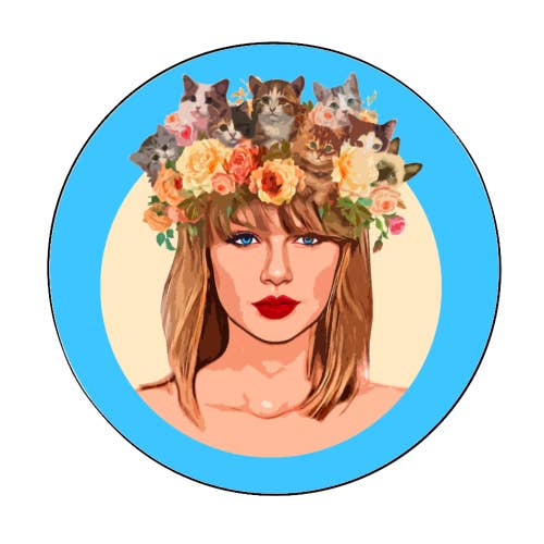 Circle Stickers 'Kitten Crown' for wholesale by ART WOW
